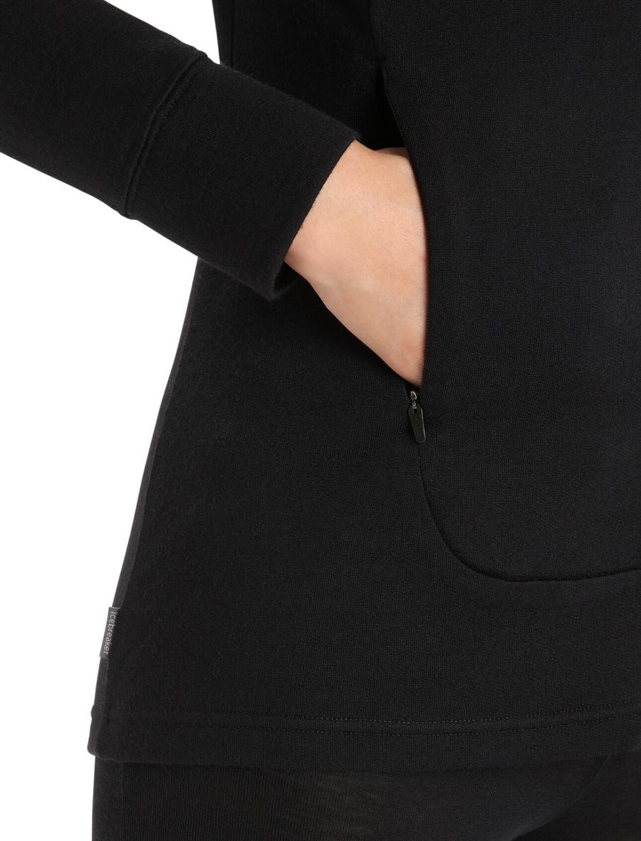 Sweat À Capuche Icebreaker Merino Quantum III Long Sleeve Zip Femme Noir | FR 1678WNBY